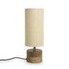 Volta' Mango Wooden Table Lamp for Bedroom (14 Inch, Linen & Wood, Without Bulb, Pack of 1) | CFL/LED Table Lamp