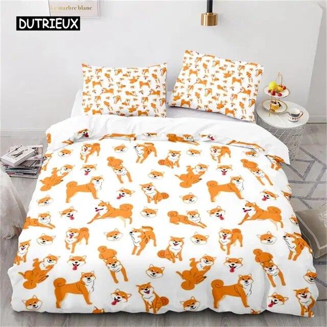 Duvet Cover Cute Cartoon Animal King for Kids Girls Boy Teen Gift Cute Dinosaur Dog Comforter Cover Microfiber Bedding Bedroom three piece set