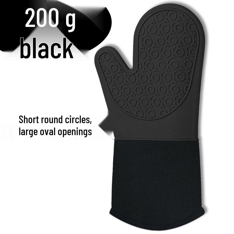 Nine Likes Thick Short Silicone Oven Gloves - Heat Resistant Kitchen Mitts with Two-Finger Design for Baking and Cooking