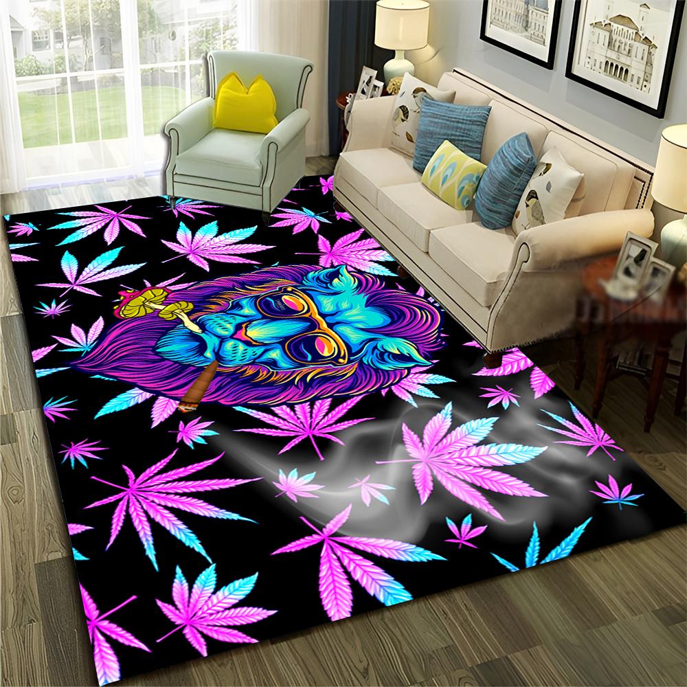 

Smoke Maple Weed Plants Green Death Skull Carpet Rug for Home Living Room Bedroom Sofa Doormat Decor,Area Rug Non-slip Floor Mat 120*160cm