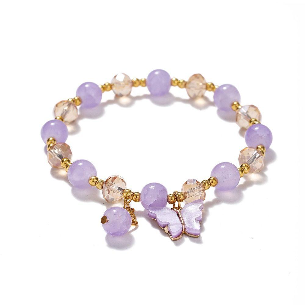 Crystal Glass Beads Bracelet Sweet Women Bangle Colorful Korean Style Bracelet  Female