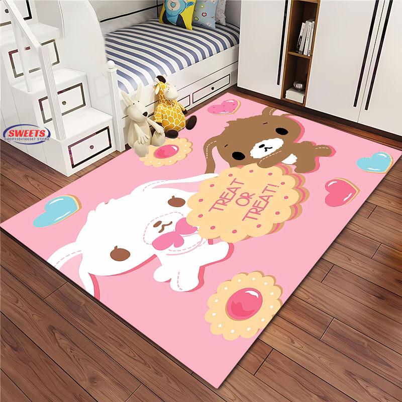 3D HD Cute Rabbits Cartoon Area Carpet,Rug for Living Room Tapete for Bedroom Sofa Kitchen Doormat Decor,Kids Non-slip Floor Mat
