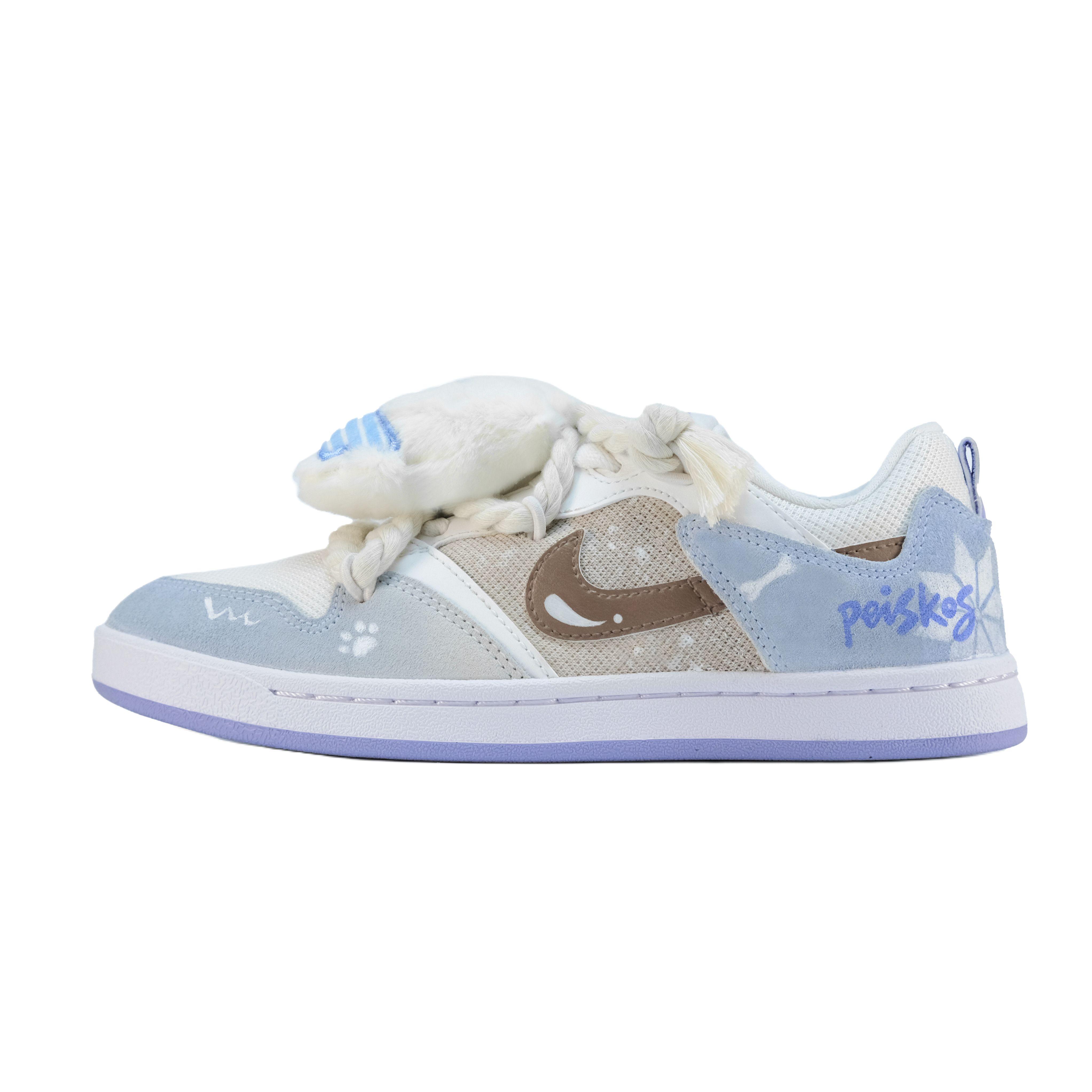 

Nike SB Alleyoop Fleece Snow Claw Fun Abrasion Resistant Low top Skateboard Shoes Women s White Blue Brown CQ0369-102(team1731-) 35.5
