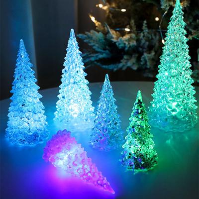27 cm leuchtender Weihnachtsbaum, bunte Beleuchtung, batteriebetrieben, Ferienhaus-Dekoration, Acryl-LED-Desktop-Weihnachtsbaum, Nachtlampe, Ornament, Festival