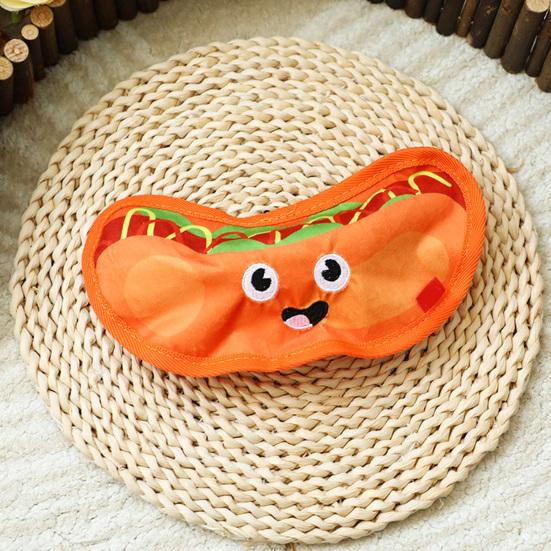 Interactive Pet Toys Thickened Oxford Cloth Bite Resistant Squeaky Dog Chew Toys with Sound Food Shapes Burger Pizza Popcorn for Teeth Cleaning Play