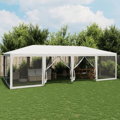 Vidaxl Party Tent With 12 Mesh Walls, White, 8X4 M, Hdpe