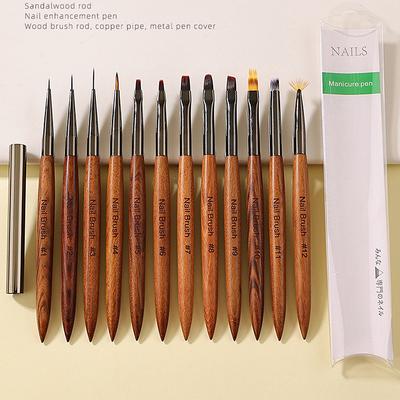 1Pcs Manicure Pen Sandalwood Rod Pull Line Painting Flower Hook Line Painting Gradient Smudge Light Therapy Brush Nail Art Tools