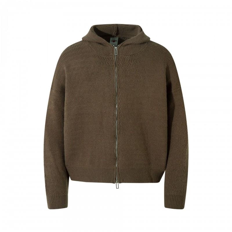 Mens High Street American Hooded Zip Knit Cardigan Warm Winter Sweater