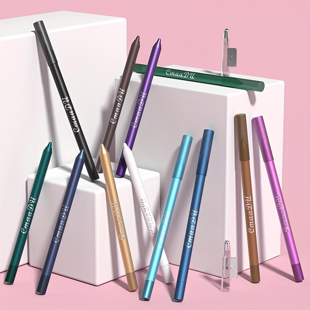 CMAADU 12pcs Waterproof Eyeliner Pencil Set - Sweat-Resistant, Transfer-Proof, Shimmering Multi-Color Eyeshadow & Highlighter Kit for Beginners