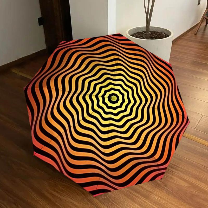 

1pc Optical Illusion Pattern Automatic Open/Close Umbrella, Folding Compact Umbrella with Lightweight Design for Women/Men yy251011060