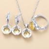 Charm Women   Jewelry For Women Fashion Vintage Yellow Zircon Round Earrings Necklace And Pendant Ring 10-Colors Sets