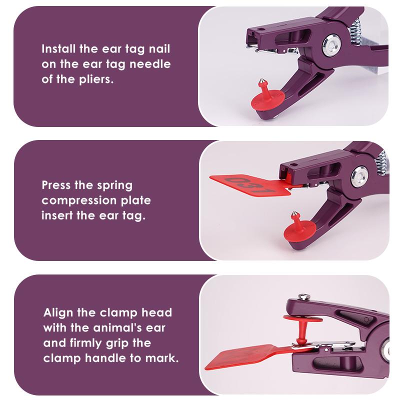 New Alloy Pig Cattle Sheep Ear Tag Installation Plier 1Pc Animal Ear Tag Pliers with 100pc Ear Tag Ear Tag Installation Plier