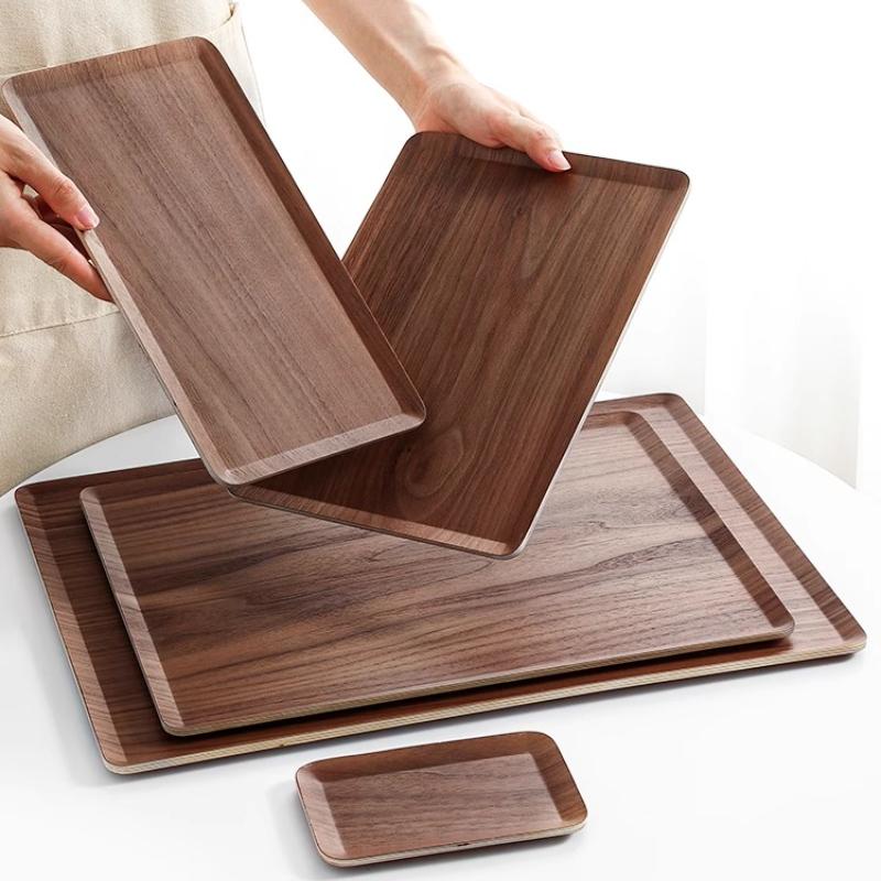Black Walnut Tray Rectangular Solid Wood Cake Bread Tray Afternoon Tea Coffee Snacks Storage Tray Kitchen Accessories