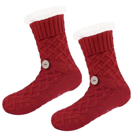 Winter Floor Socks Anti-Slip Fleece Lined House Socks Warm Slipper Socks with Grippers