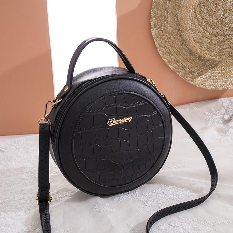 Crocodile Stone Pattern Shoulder Women's Bag Bag Versatile Trend Messenger Makeup Small Round Bag