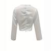 Damen Elegantes Satin Temperament Frühling und Herbst Hemd Weiß V-Ausschnitt Langarm Französisches Leichter Luxus Hemd