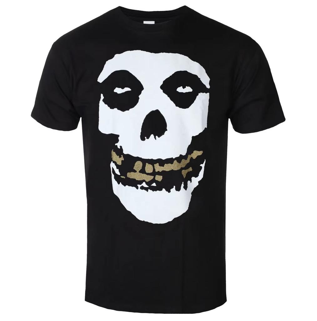 Red Robe Candelabra Skull Misfits Horrorpunk Rock Band Graphic Tshirt Cotton Unisex Unisex Streetwear Tee