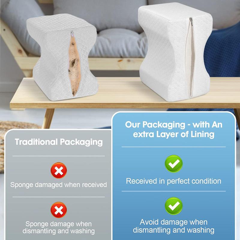 Memory Foam Knee Leg Pillow Side Sleeping Belt Removable Washable Cover Side Sleeper Support Pillow