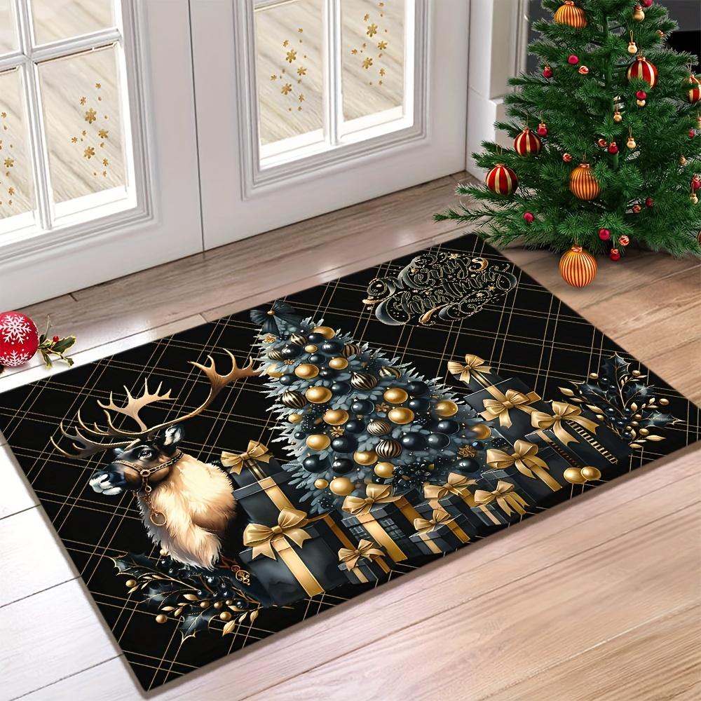 1Pcs Anti Fatigue Kitchen Rugs Merry Christmas Tree Waterproof Non-Slip Thick Cushioned Kitchen Mat Heavy Duty Comfort Standing Mat for Kitchen