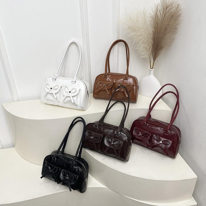 Bow Spice Girl Underarm Bag Women's New Summer Tote Bag Shoulder Bowling Pillow Bag Commuter Bag