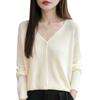 Women V Neck Loose Knit Cardigan Long Sleeve Casual Versatile Sweater Coat Spring Autumn New Outerwear Top