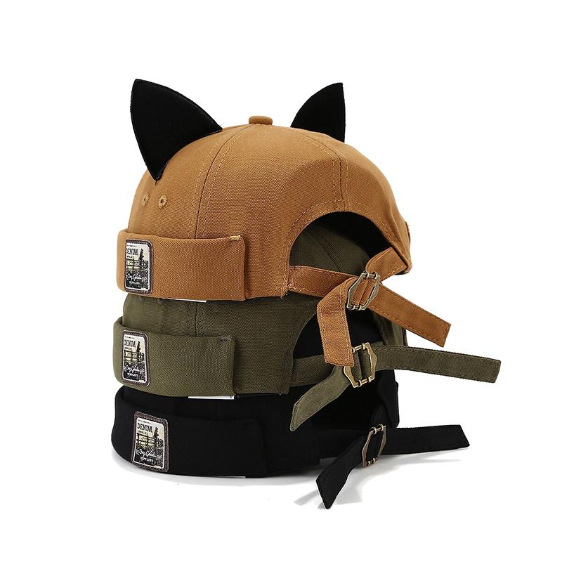 Cute Kids Brimless Hat with Cat Ears Solid Color Design Perfect for Outdoors and Breathable