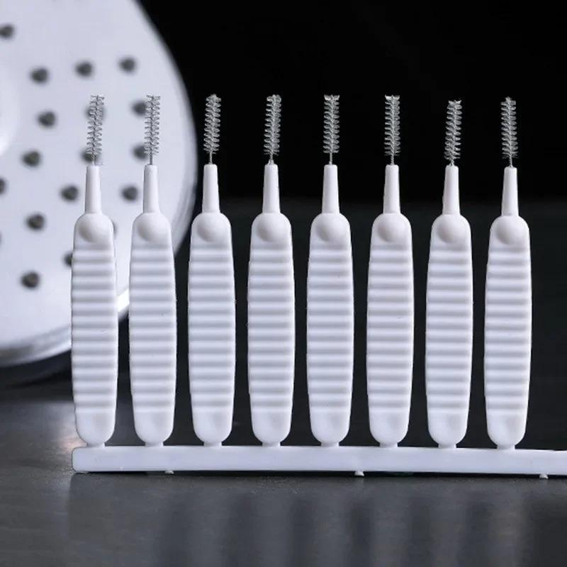 10pcs Shower Cleaning Brush, Plastic, Uncharged, Micro Nylon, Anti-blocking, for Bathroom