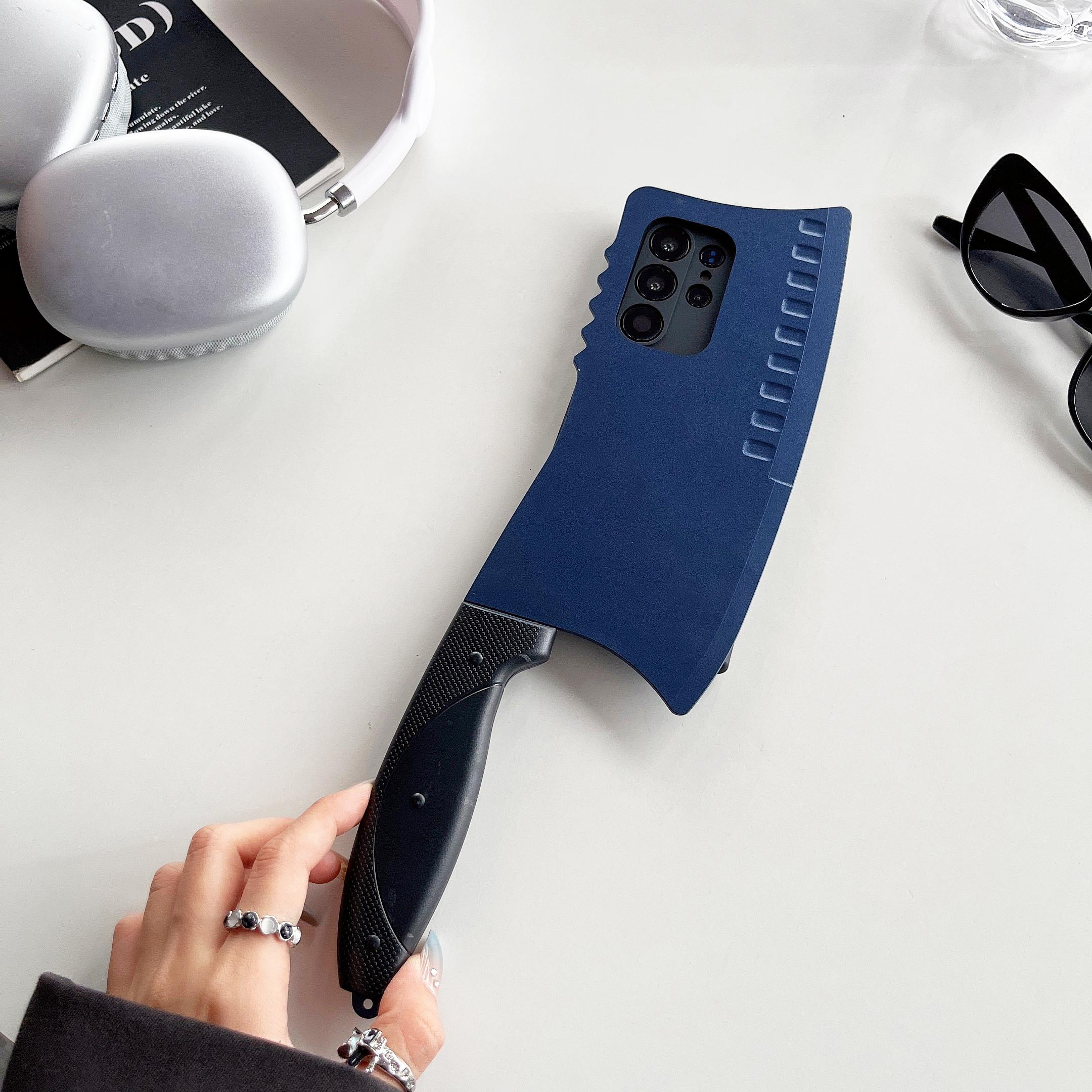 

3D Simulation Kitchen Knife Cook Chopper Funny Phone Case for Samsung Galaxy S21 S22 S23 S24 Plus S25 Ultra Shockproof Cover TPU&Galaxy S24 Ultra синий