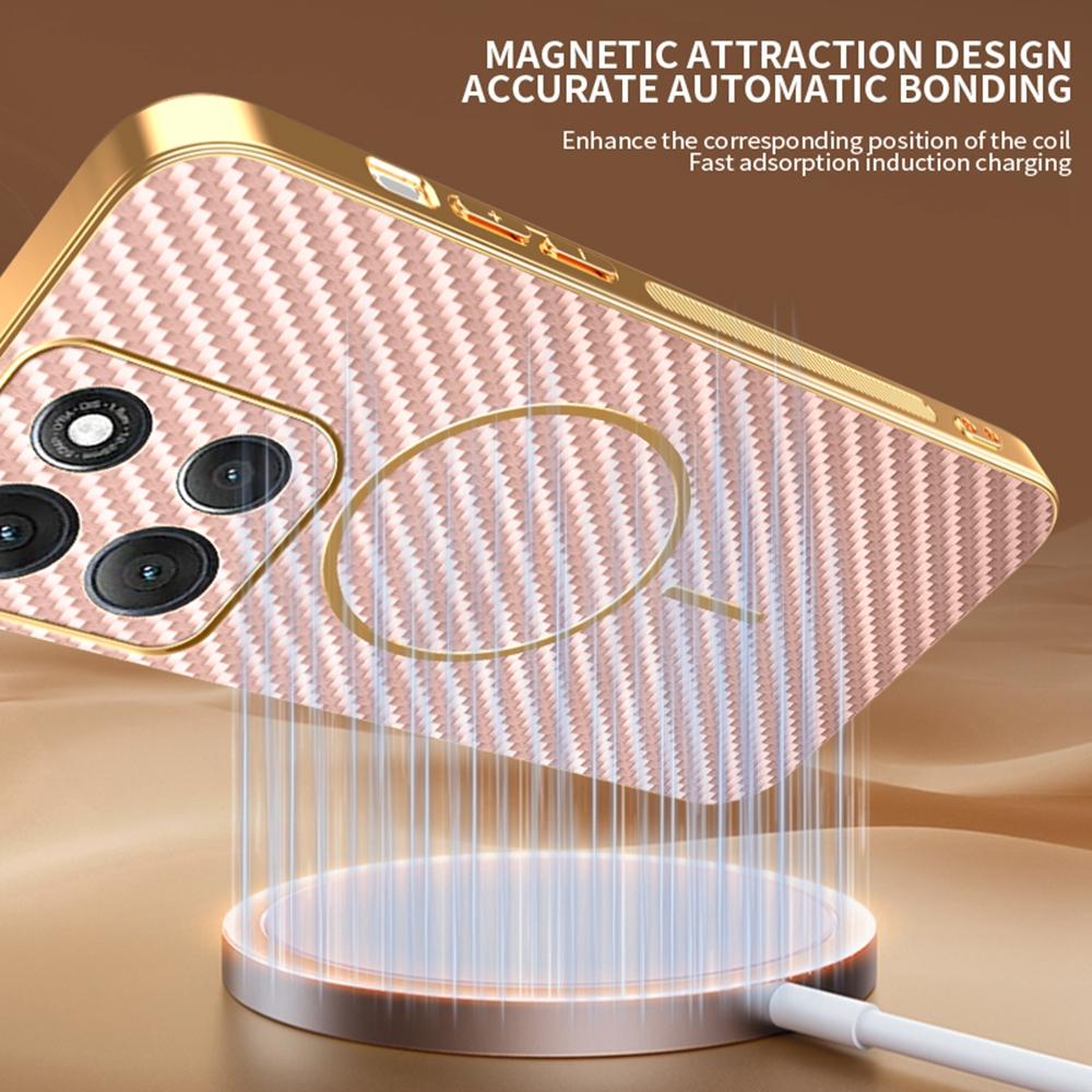 For Motorola Moto G86 Power 5G Phone Case Carbon Fiber Textured Electroplated TPU Back Cover