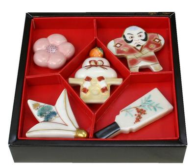 Aito Stäbchen-Set für Neujahr in Kyoto HKY401 Kyoto-yaki Kiyomizu-yaki Ständer, 5, Design,