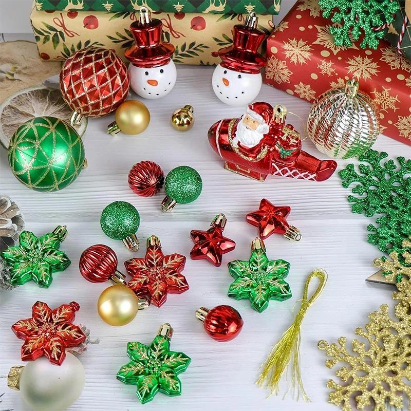 70Pcs Merry Christmas Balls Decor Xmas Set Big Ball Snowflake Xmas Tree Hanging Pendant Noel Navidad Home Decor New Year Gift