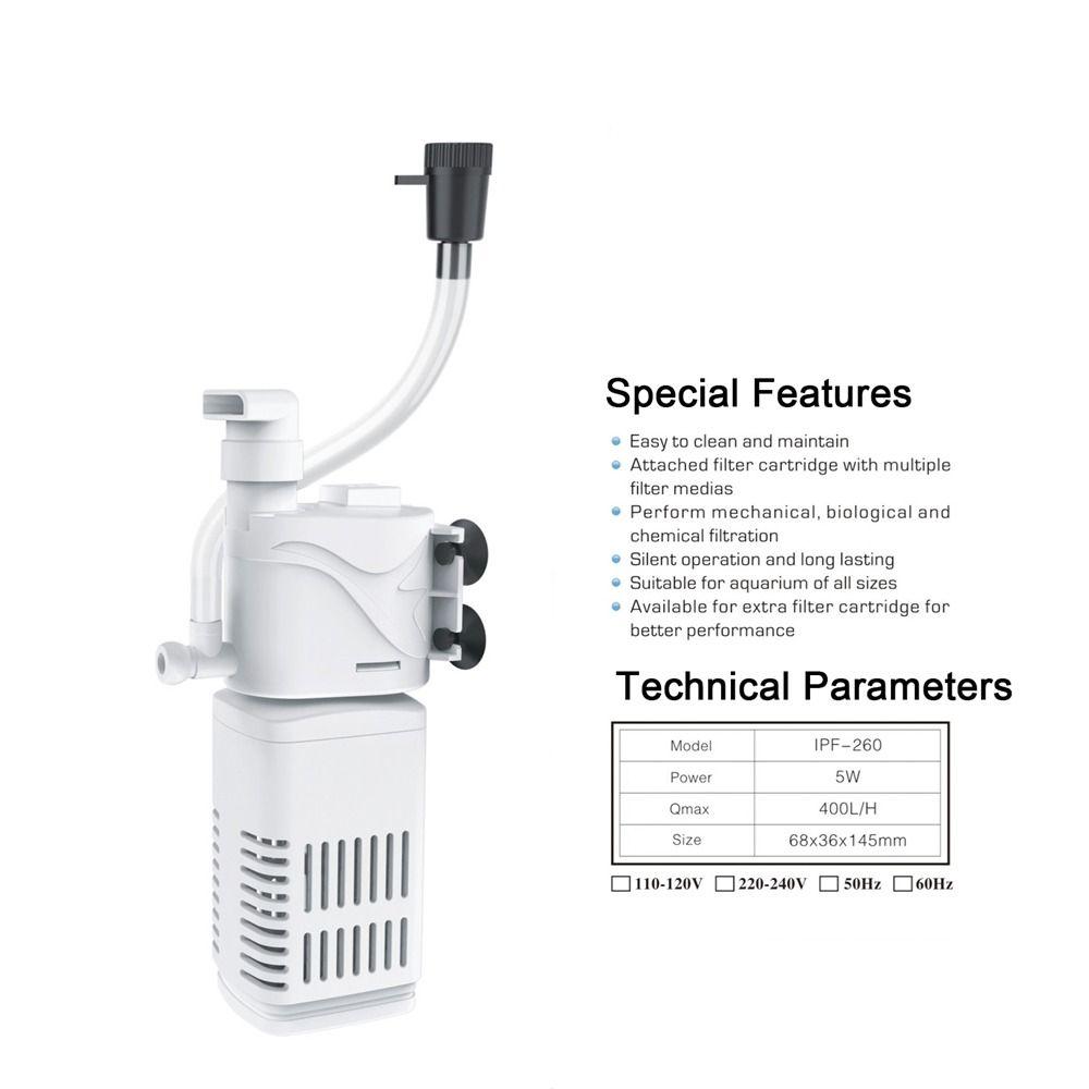 Silent 3 in 1 Aquarium Filter Plastic Aquarium Water Purifier Fish Tank Filter  for Fish Tank