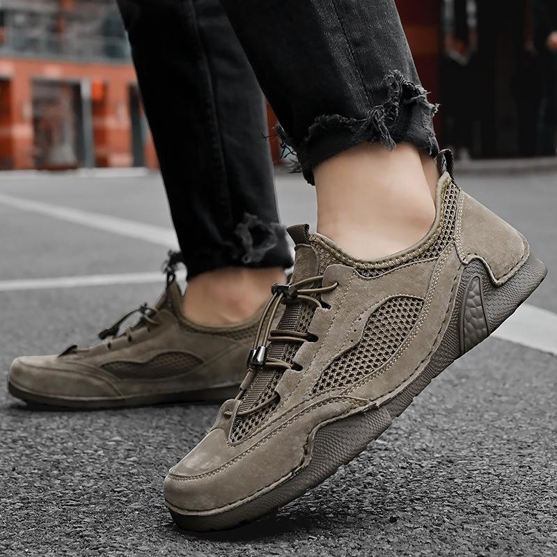 Casual shoes men's summer new breathable hollow octopus men's shoes one pedal flat bottom non-slip lightweight large size mesh shoes