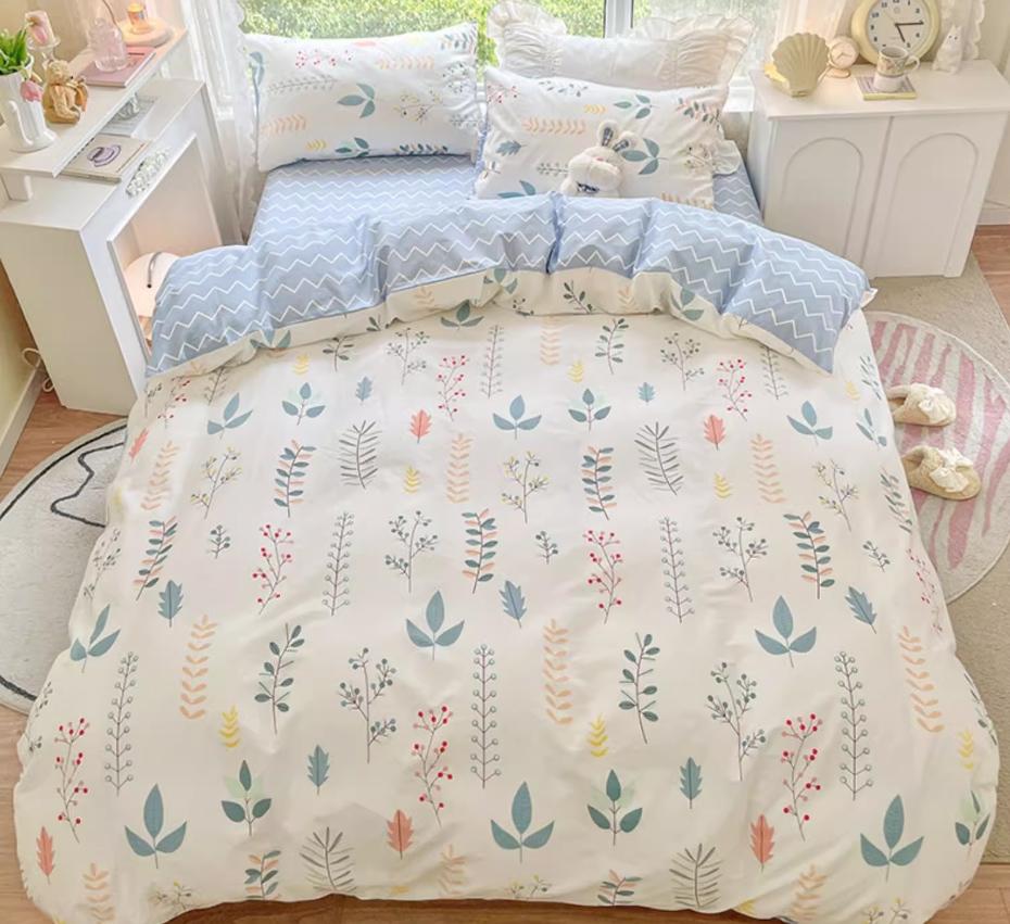 Duvet Cover Set for Double Bed 100% Cotton Quilt Cover Comforter Covers with 2pc Pillowcase Luxury Flower Printed Bedding Set