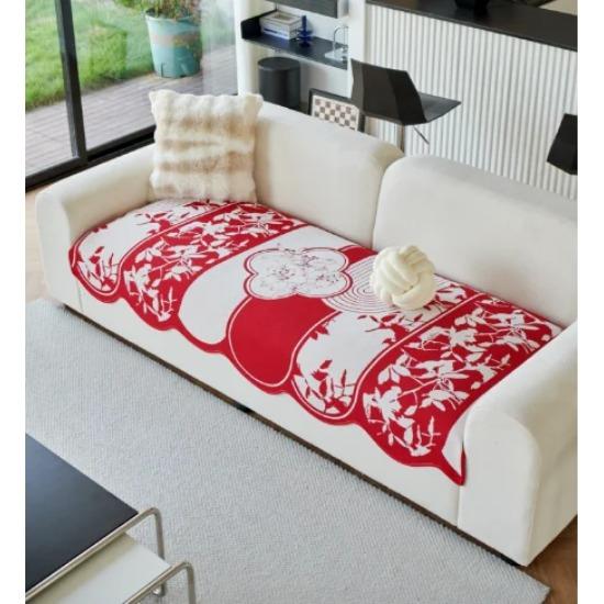 

Всесезонный чехол для дивана из ретро-шенилла, нескользящий чехол для дивана, универсальный защитный чехол для дивана с неровностями и буквами 90x90