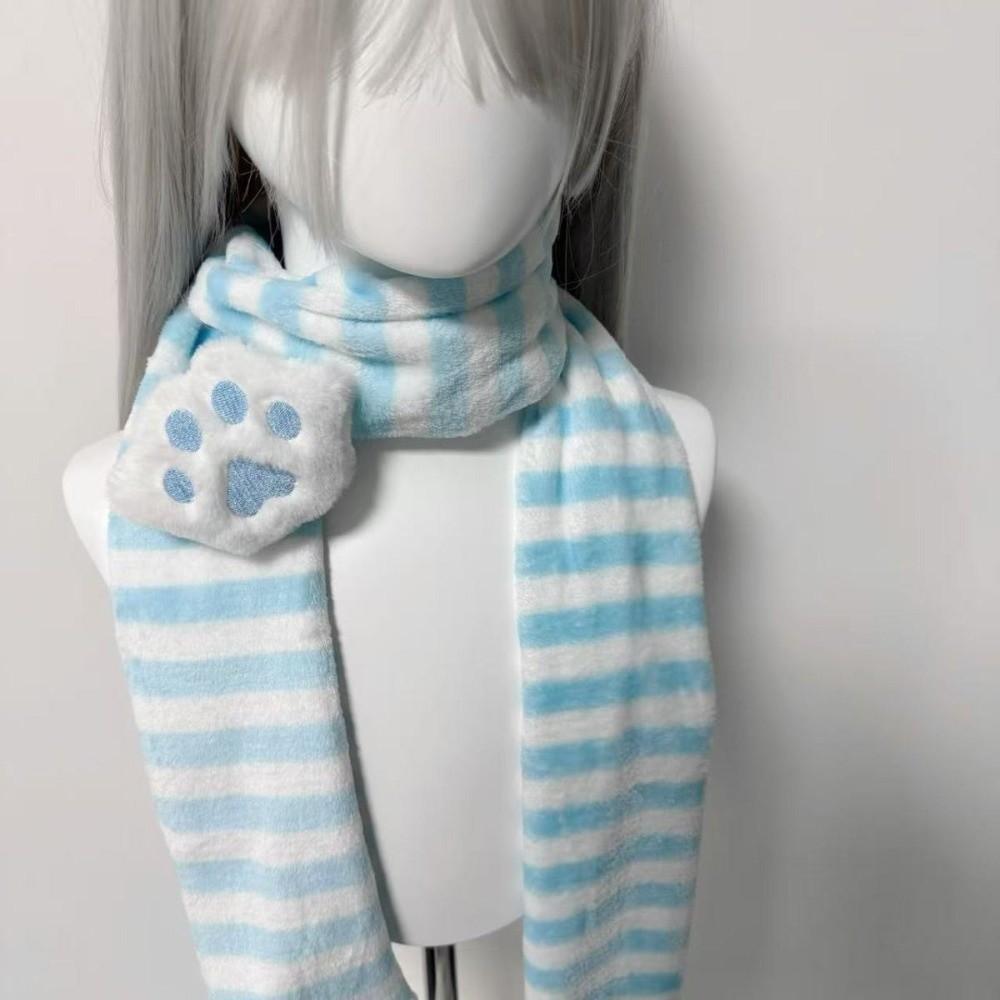 Soft Winter Scarf Stripe Long Plush Muffler Kawaii Neck Wrap  Daily Wear