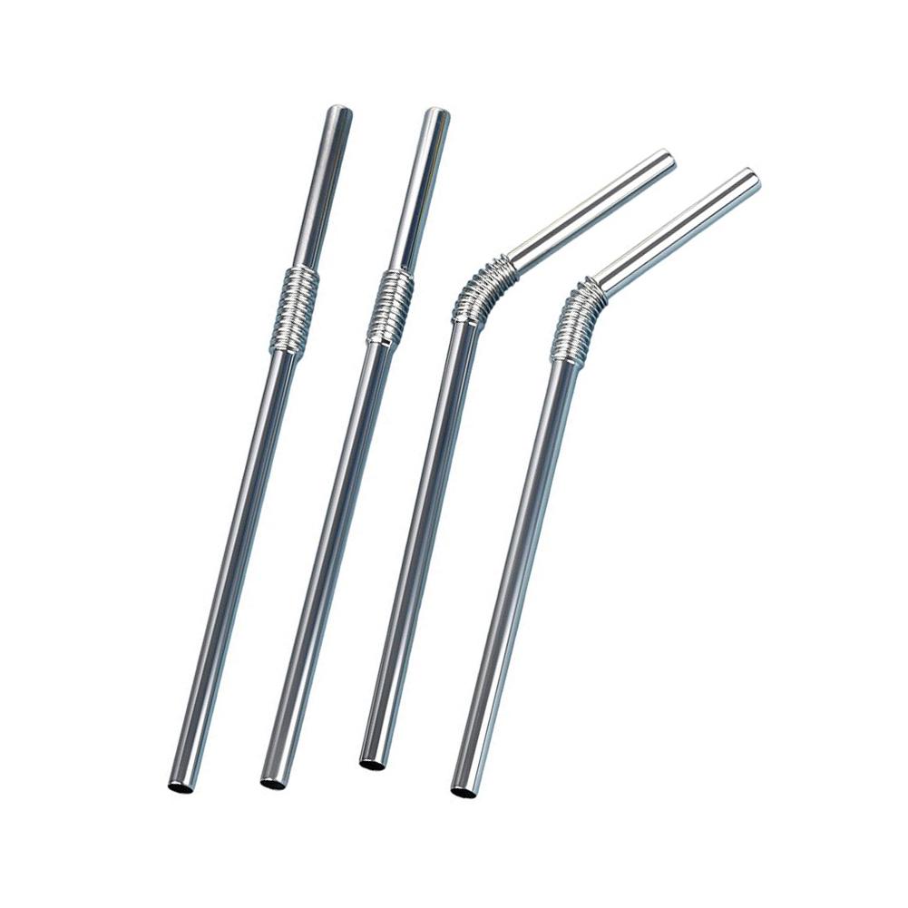4pcs Flexible 304 Stainless Steel Straws Bendable Reusable Metal Straw For Cup Mug Home Outdoor Travel Kitchen Dining Set