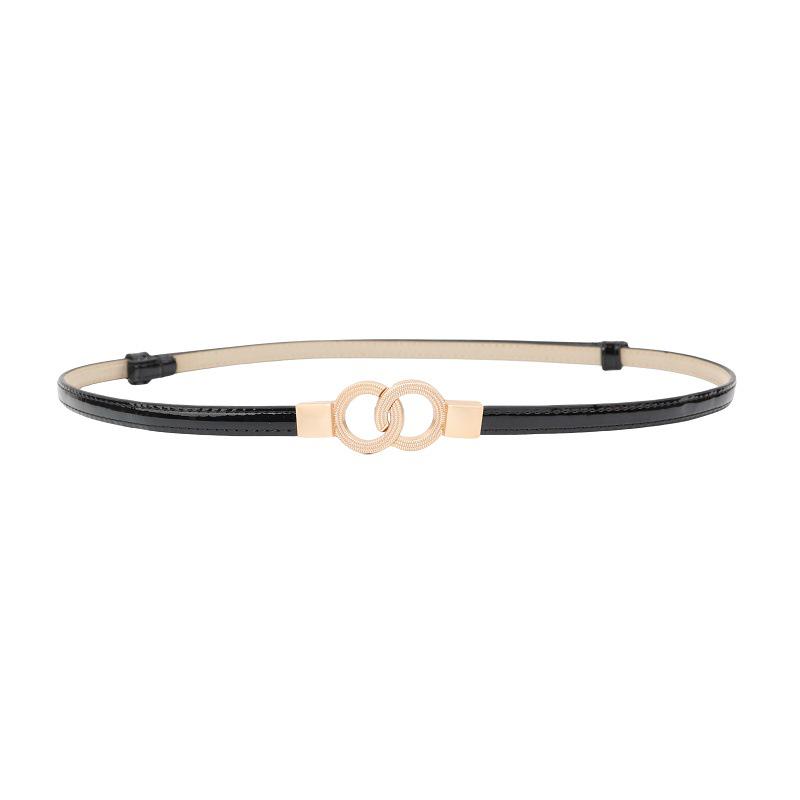 Korean Style Women's Patent Leather Thin Belt - Fashionable Waist Accessory for Dresses