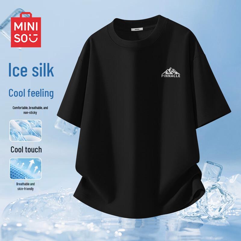 MINISO Men s Cooling Breathable Round Neck Short Sleeve T-Shirt with Mountain Peak Logo 4XL