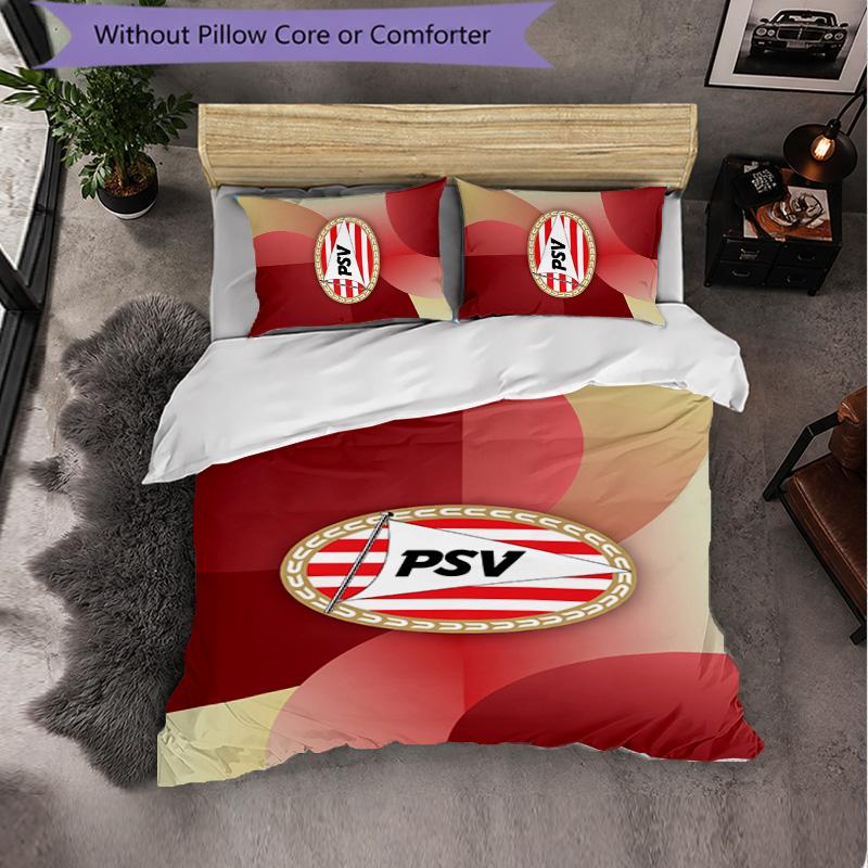 PSV Eindhoven FC Themed Bedding 3Pcs Duvet Cover Set Decorative Bed Linen For Teen Room Home Decoration