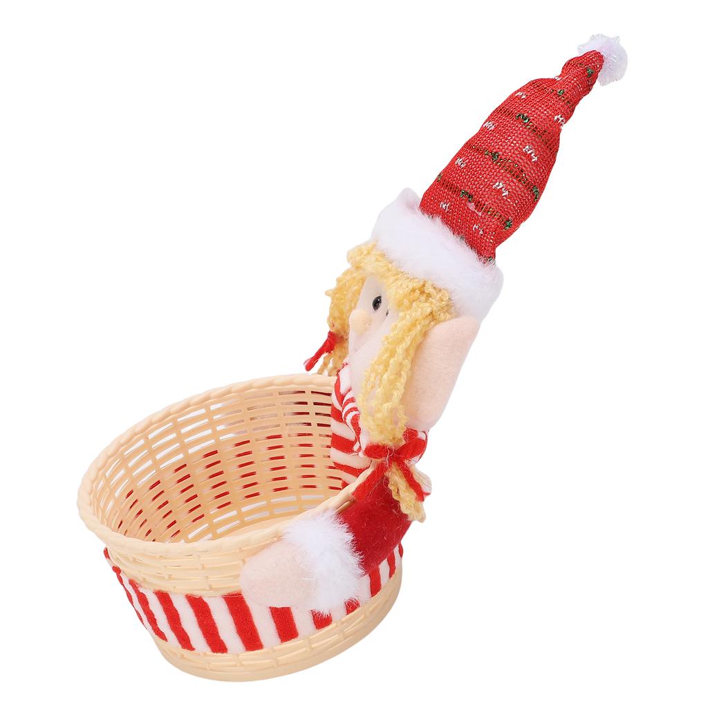Xmas Candy Basket Dish Bowl Xmas Snack Dried Fruits Nuts Storage Holder for Table Desk Decoration Red