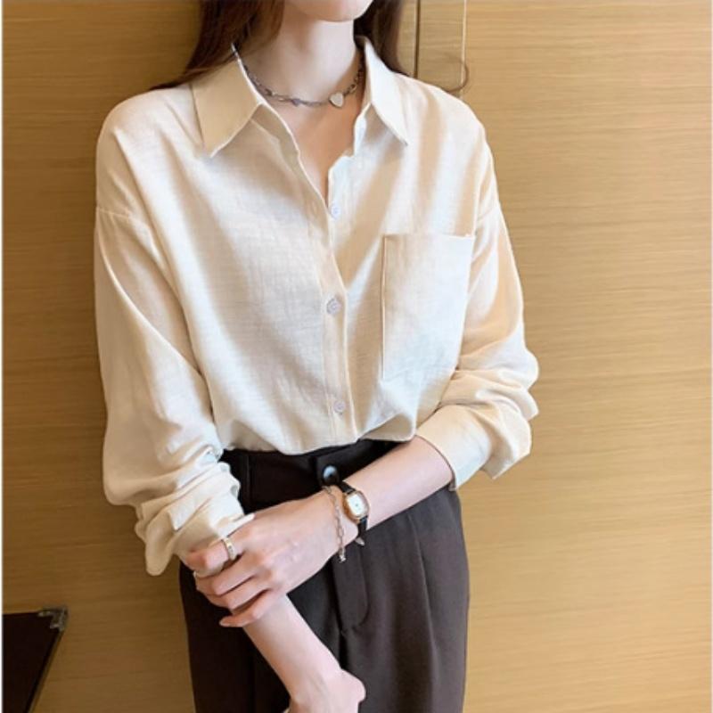 

Японская ретро-рубашка для женщин на осень и весну, универсальный свободный крой, утягивающий и модный многослойный стиль топа S абрикосовый