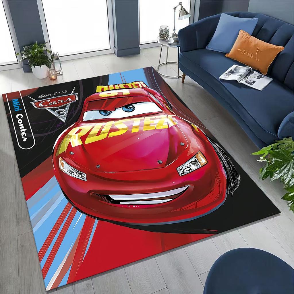 3D Lightning McQueen Cars Cartoon Rug for Bedroom Living Room Sofa Home Doormat Decor, Large Kids Play Non-slip Floor Mat Gift