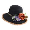 Artificial Flowers Wide Brim Straw Hat Women Stylish Foldable Sun Hat Lightweight UV Protection Summer Beach Caps for Outdoor
