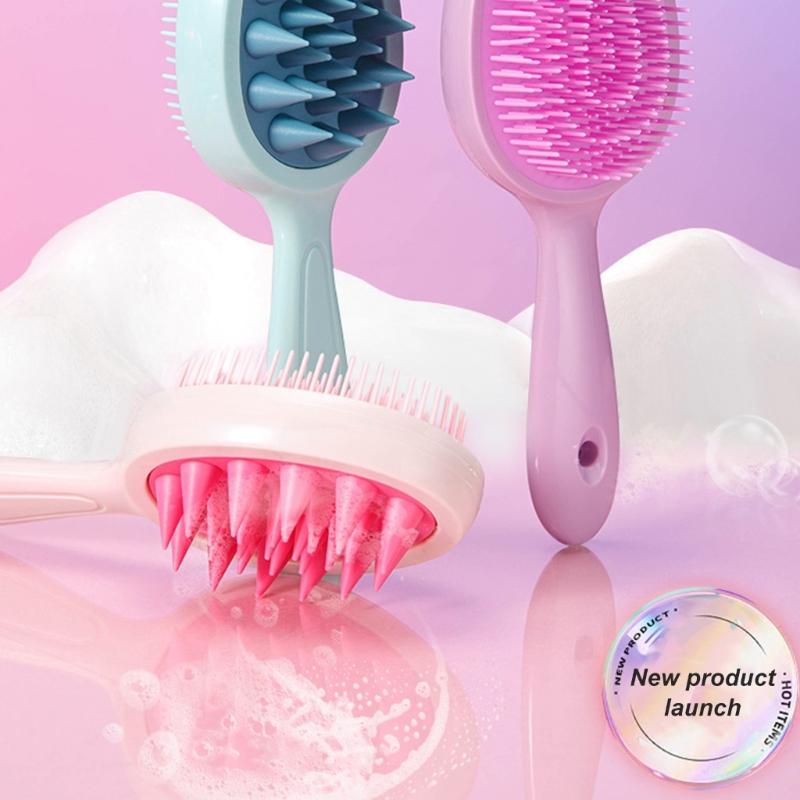2 in 1 Hair Washing Brush Double Side Shampoo Brush Silicone Scalp Massage Brush Hair Shower Comb Bath Shower Brush