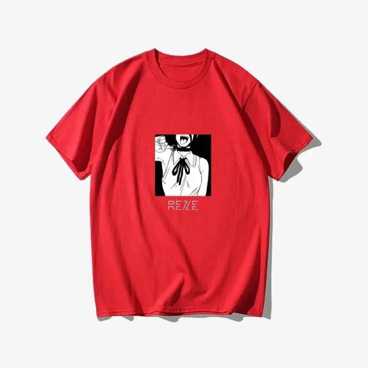 Winter und Herbst Chainsaw Man T-Shirt Bomb Devil Reze Merchandise Kurzarm Anime Japanischer Stil Schwarzes T-Shirt Kleidung