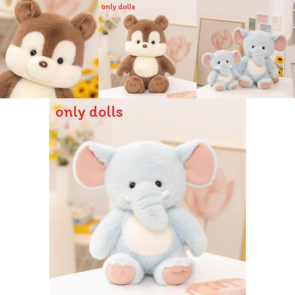 Cute Forest Creature Plushie Set Featuring Squirrel And Elephant For Playroom Decoration