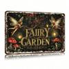 Vintage Metal Tin Sign Flower Fairy Garden Wall Decor Housewarming Gift