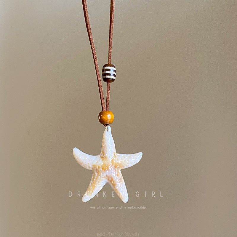 

Акриловая кожа морская звезда бусина кулон ожерелье корейская простая и универсальная цепочка до ключиц нишевая модная темпераментная бижутерия