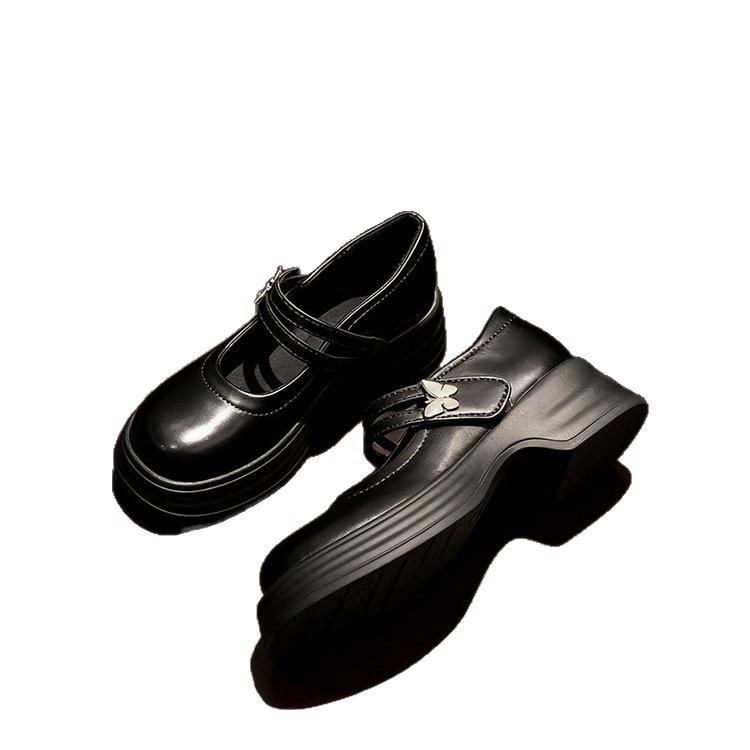 Retro Thick-soled Mary Jane Small Leather Shoes for Women 2025 Autumn New British Style Shallow Mouth Versatile Fairy Style Leather Shoes